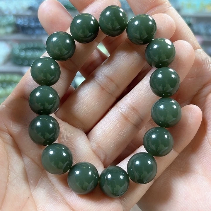 和田玉手链未镶嵌新疆若羌青黄口料卡14