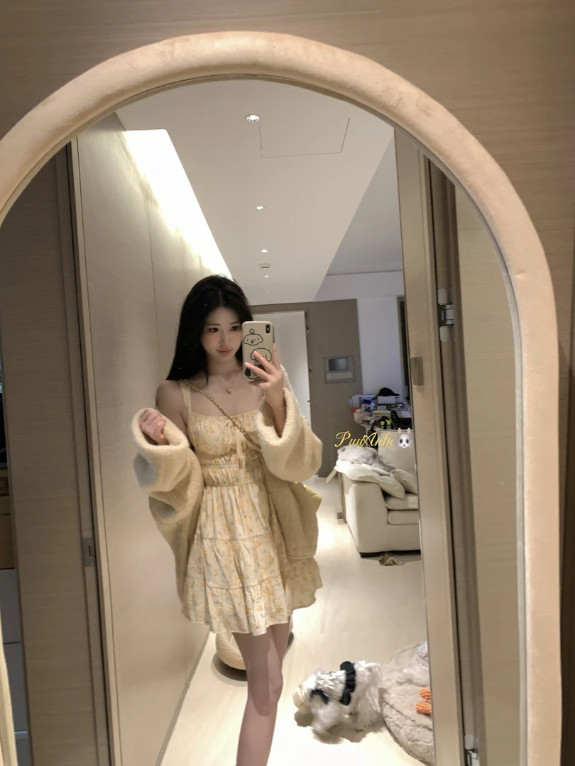 PuuAnfn【莫奈花园】连衣裙*显瘦设计感ins碎花吊带裙~高智淡人