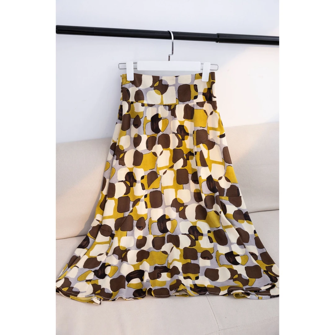 【霞姐】不规则图案打揽高腰半身裙女春夏季2025年新款大摆裙