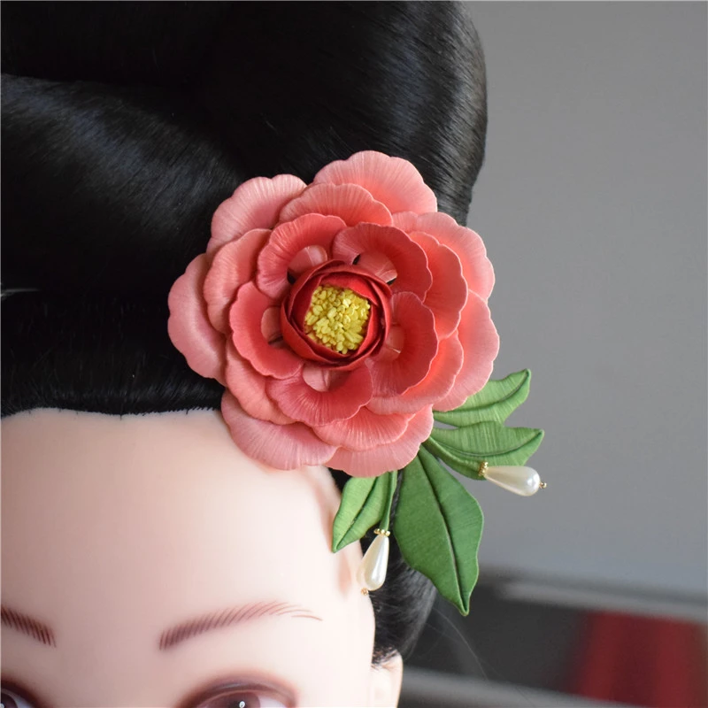 原创手工非遗缠花渐变牡丹花簪贵州少数民族苗族侗族头饰女发簪子