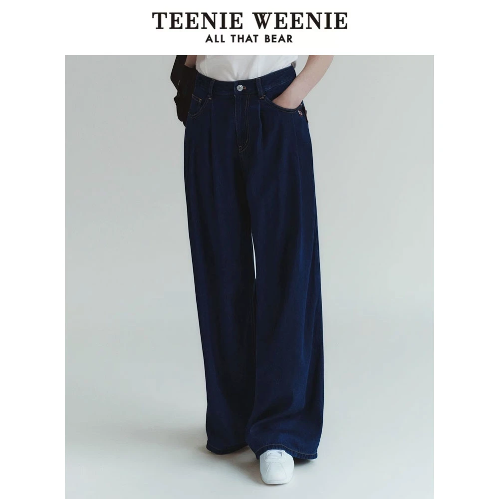 TeenieWeenie小熊复古牛仔裤阔腿裤垂感通勤休闲裤子TTTJ256301I