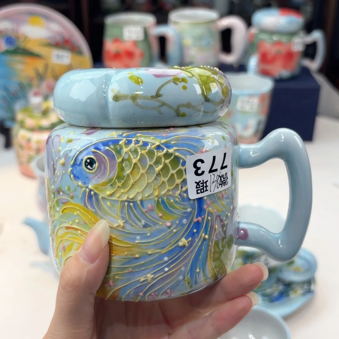 景德镇手绘高温釉下彩陶瓷茶具