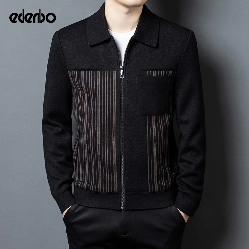 【商场同款】爱登堡休闲外套男士春秋季25新款时尚商务条纹翻领夹克