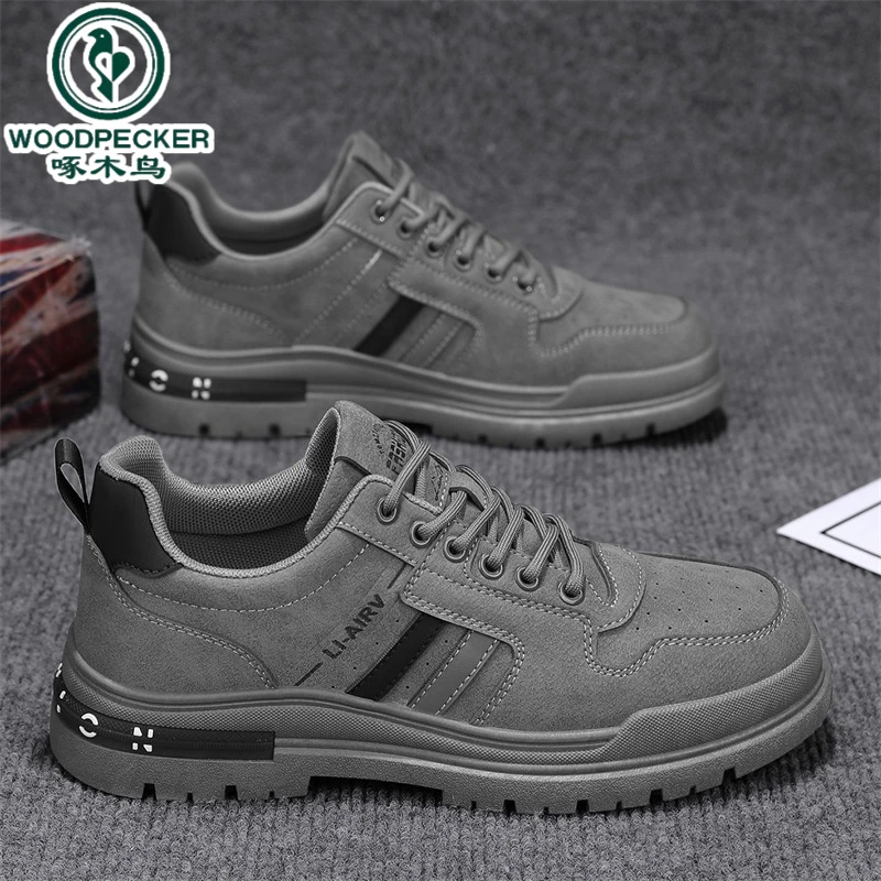 【正品】啄木鸟男鞋2025春季新款男士复古工装厚底上班潮流舒适男鞋