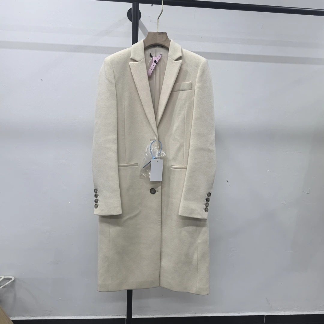 99新 GUCCI/古驰 白色长款羊毛大衣/40码/B00661