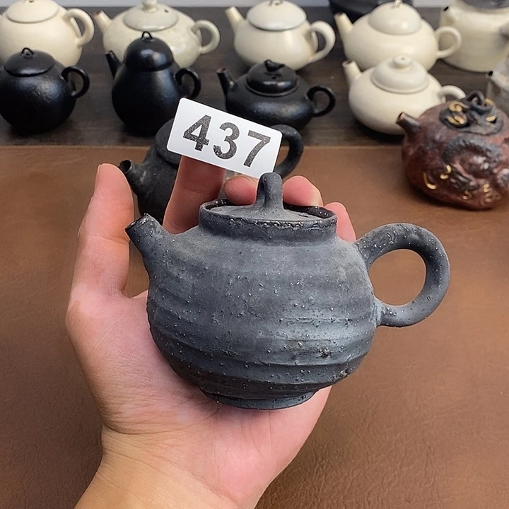 437柴烧黑陶壶可以养全彩