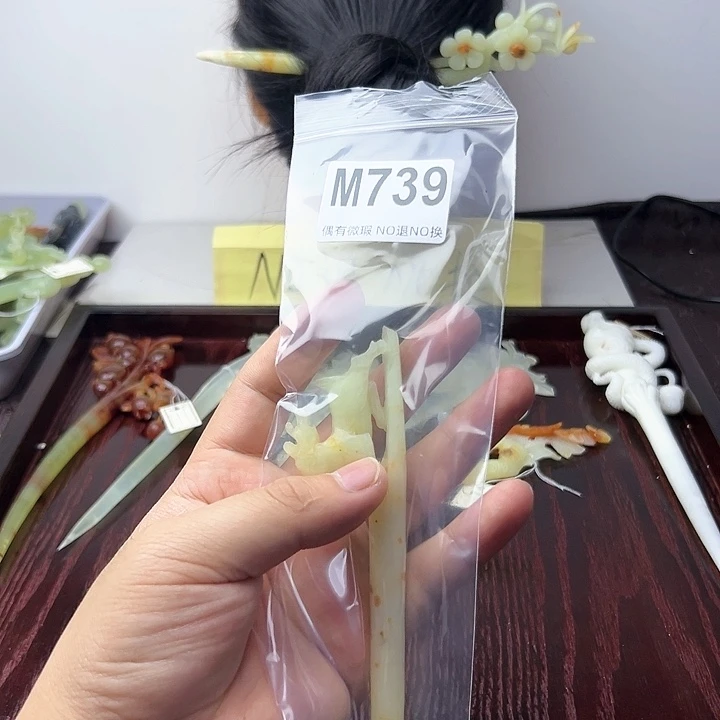 蛇纹石玉发饰合金❤️****
