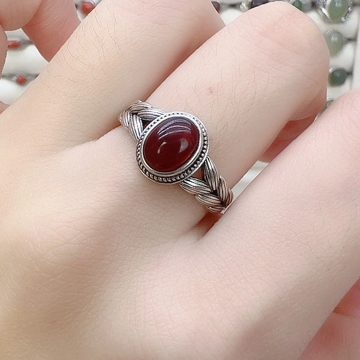 血珀银S925镶嵌戒指