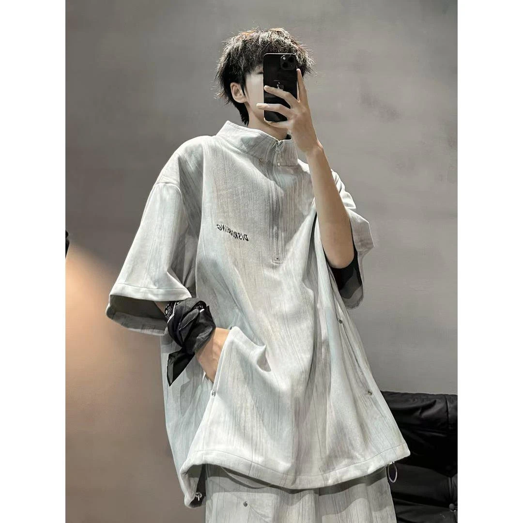 扎染运动短袖短裤套装男款夏季轻薄ootd穿搭一整套美式休闲运动服