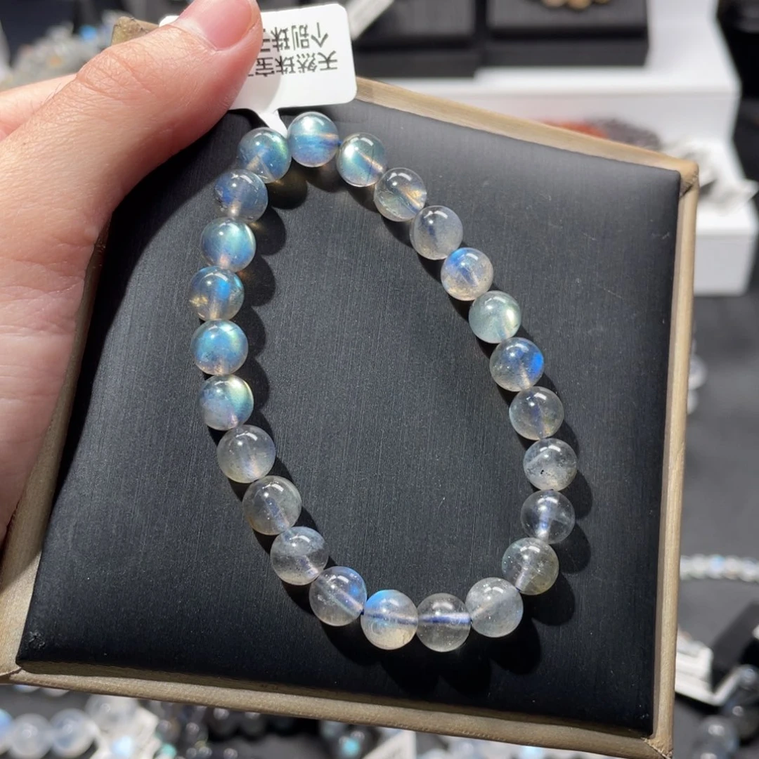 长石手链未镶嵌捡漏彩光灰月光6m