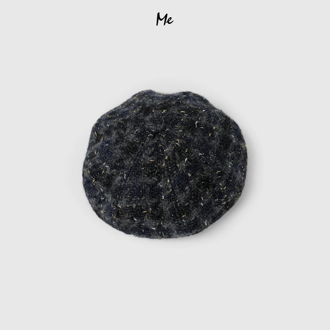 ME【金箔小香贝雷帽】绵羊毛金箔粗花呢复古千金时尚帽子MESA2358