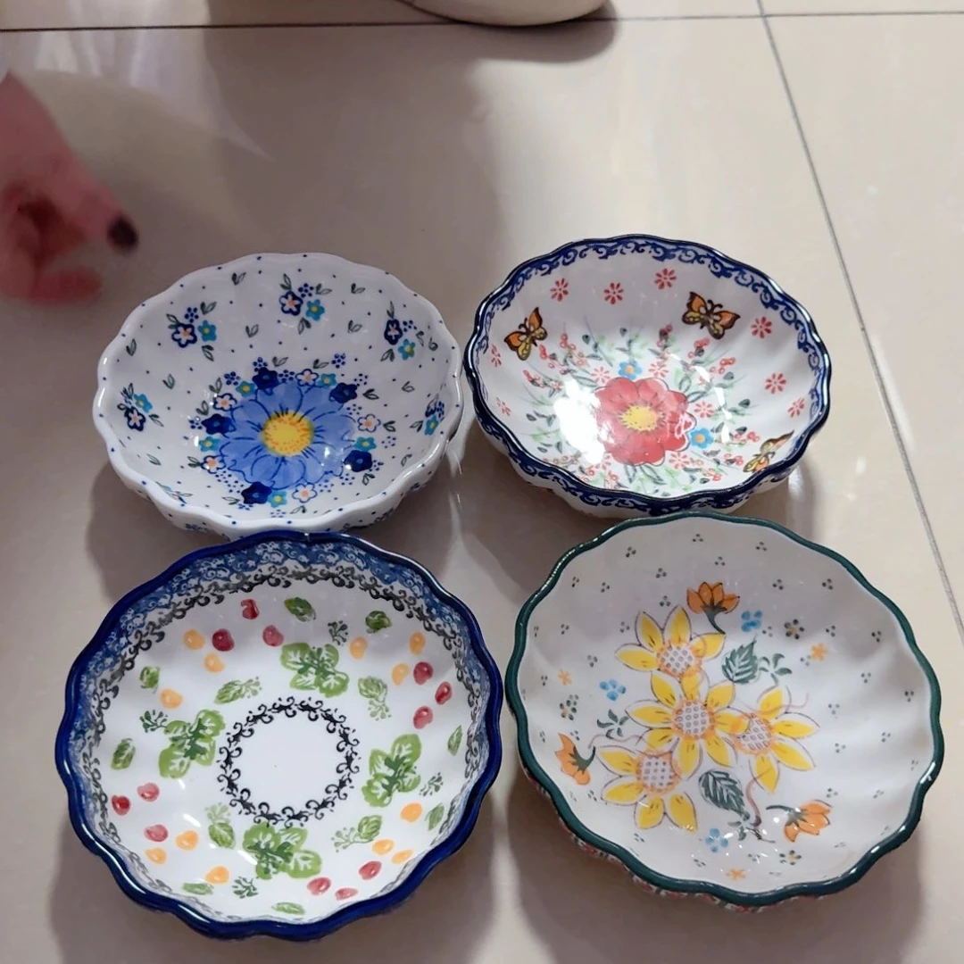 瓷5.75英寸花苞小深盘4只看图