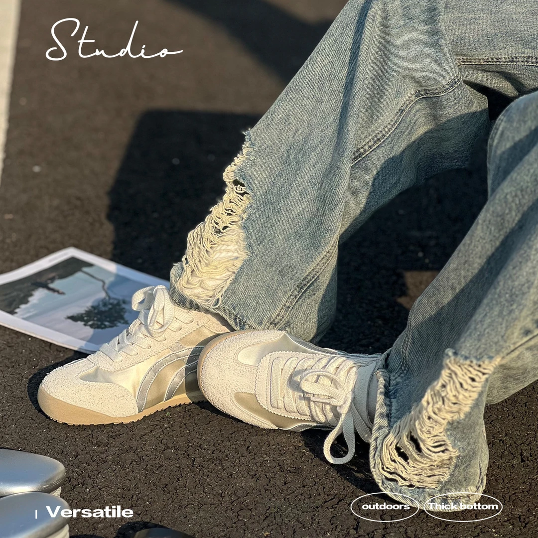 TCZE2025夏季新款百搭丝绸透气德训鞋女复古休闲小单鞋