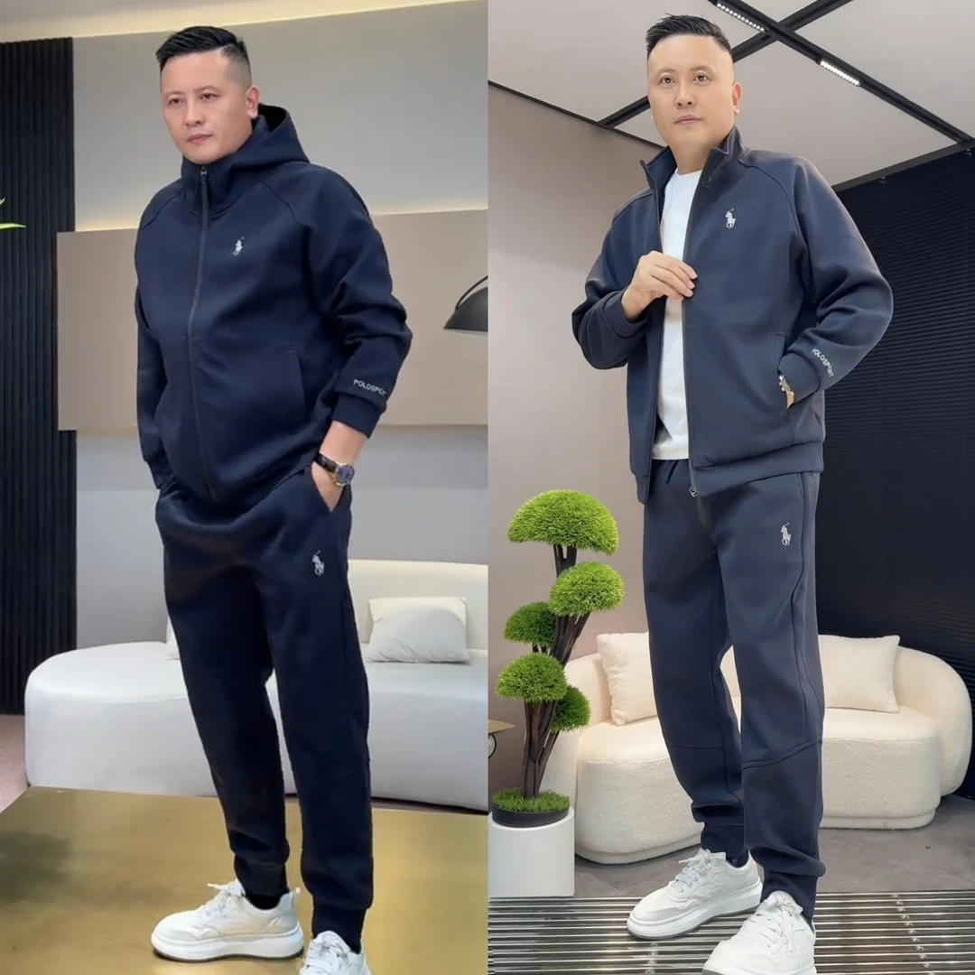 秋季新款马标刺绣设计感休闲运动套装男士个性洋气卫衣卫裤一整套