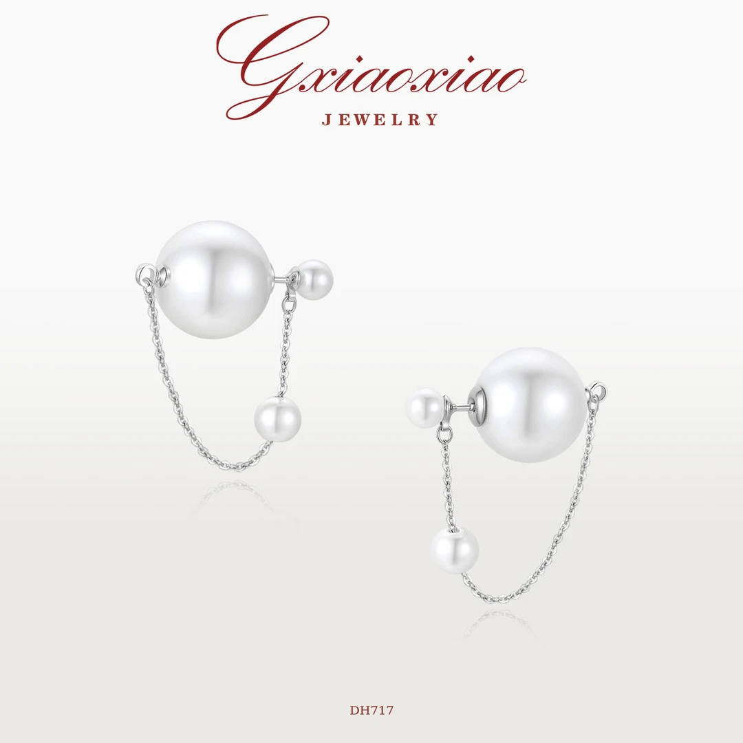 G XIAOXIAO 镀K金【月光银珠】时尚百搭耳环 DH717