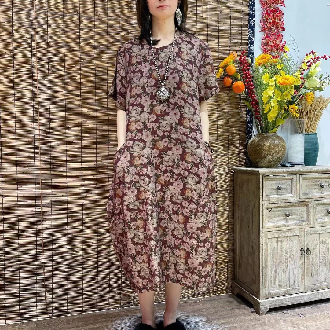 9469夏季新款时尚显瘦洋气减龄短袖连衣裙