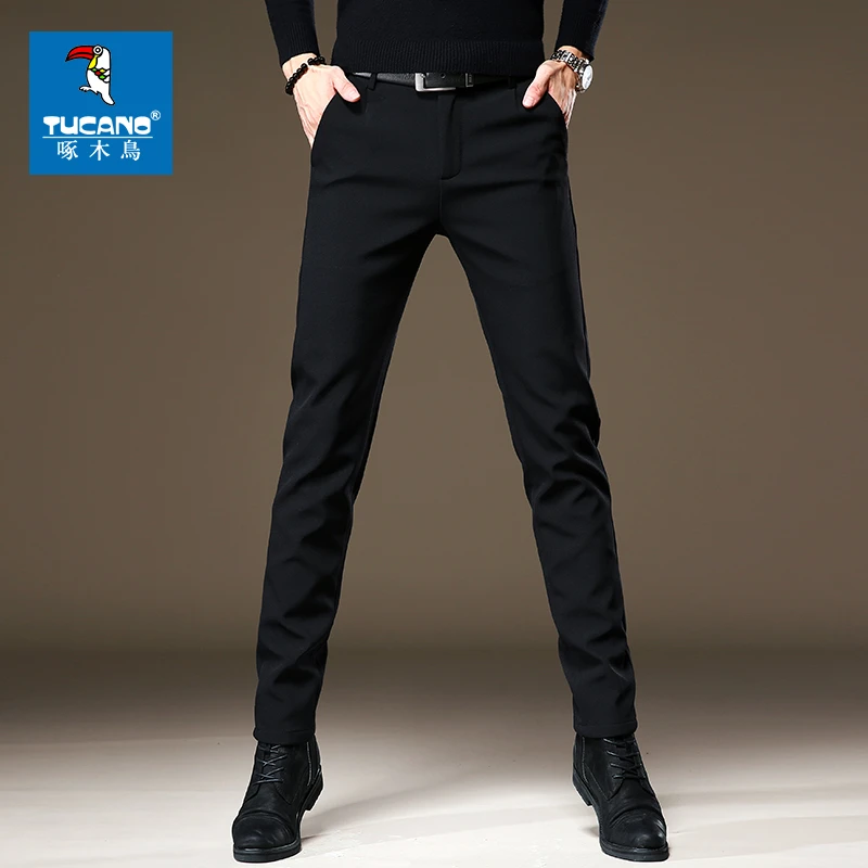 啄木鸟秋季男士商务休闲裤2025爆款黑色修身小脚西裤直筒秋冬长裤