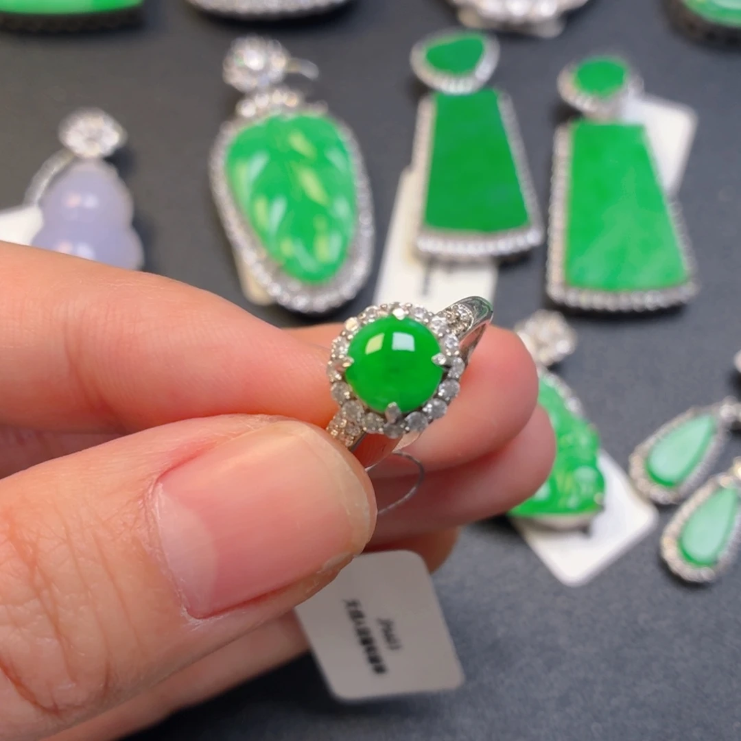 翡翠银S925镶嵌吊坠(不含链)戒指