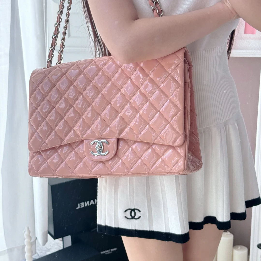 95新 Chanel/香奈儿 95新chanel樱花粉cf单肩链条包
