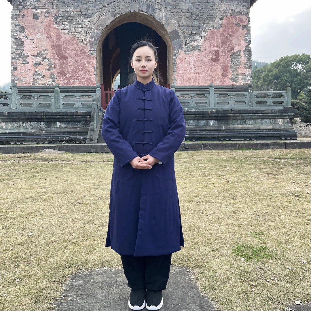 武当山对襟一字扣装道服太极服套装加棉加厚新中式国风男女款套装