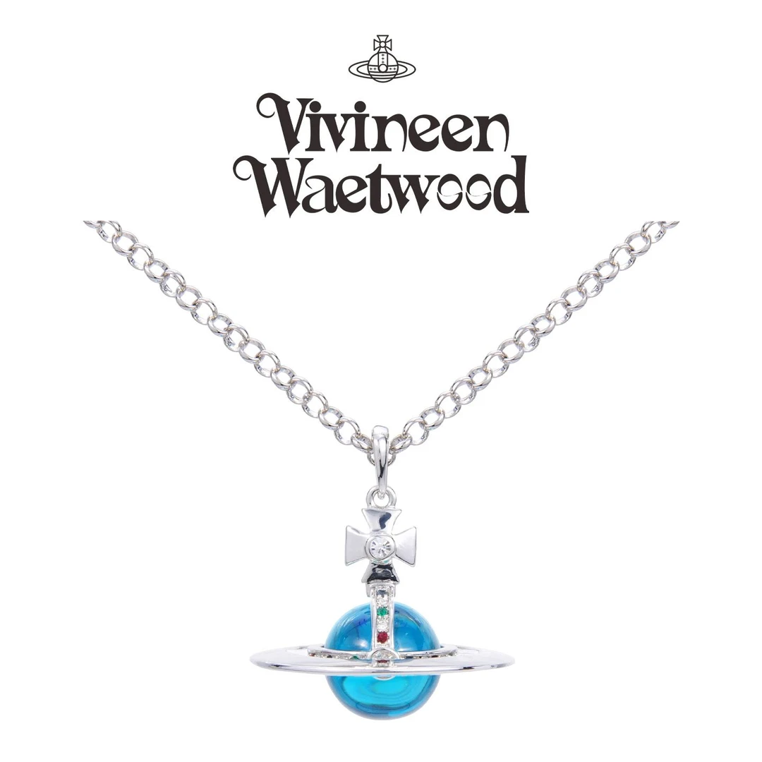 Vivireer Waetwssd 正品 立体土星彩钻球体项链