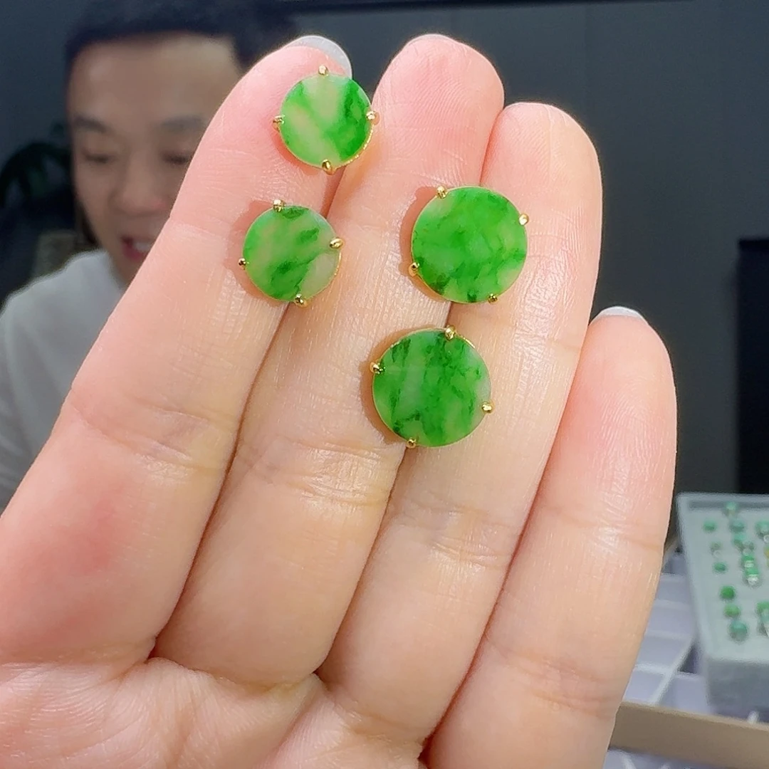 翡翠银S925镶嵌耳饰多样性发货其一