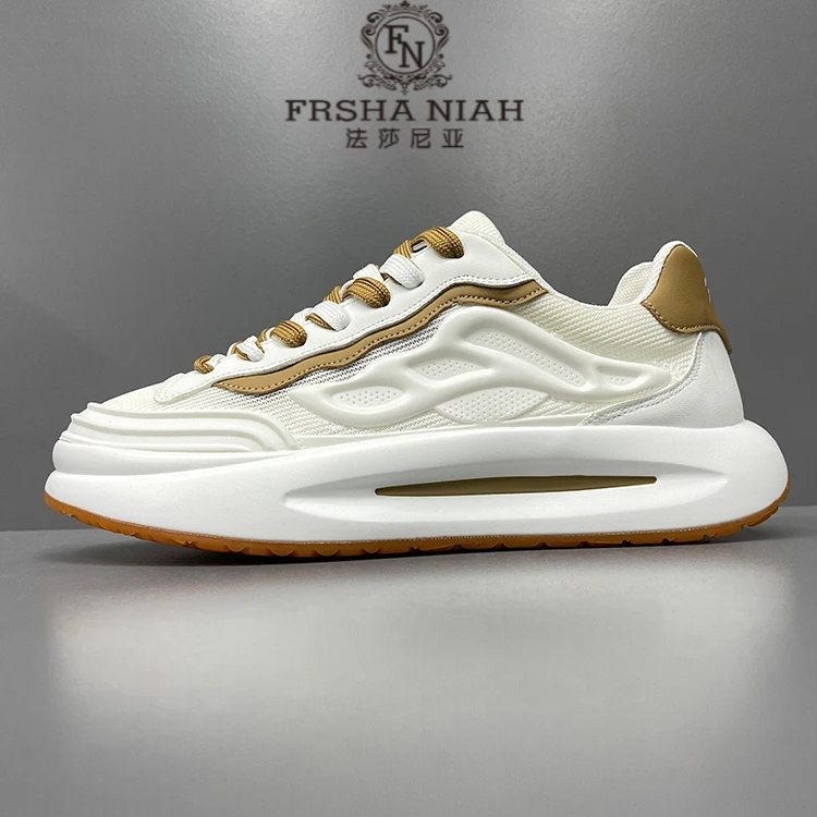法莎尼亚男鞋透气网面小白鞋2025夏季新款运动休闲舒适百搭老爹鞋