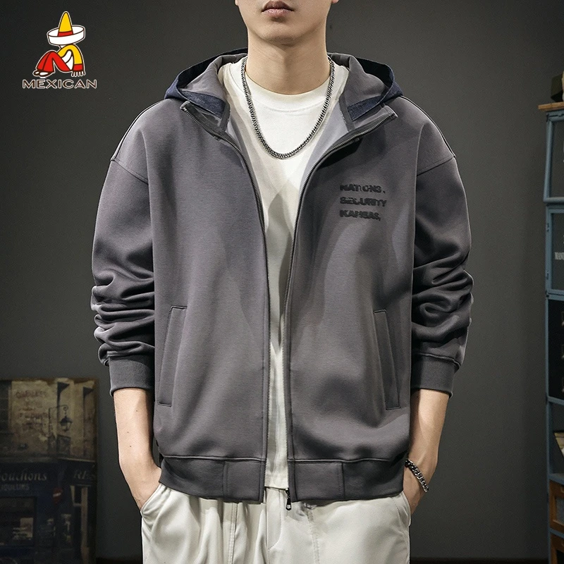 Mexican/稻草人秋季开衫连帽卫衣男款宽松休闲时尚百搭长袖外套潮