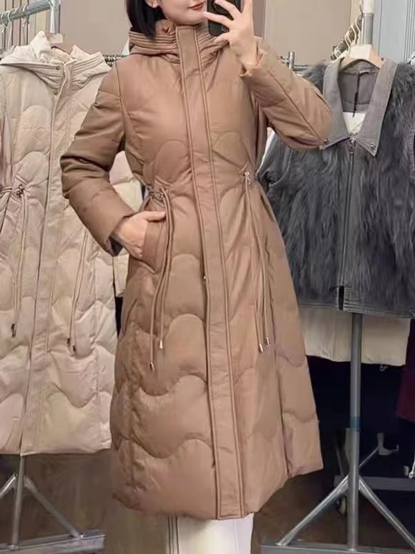 冬季过膝外套韩版收腰加厚羽绒服YMT-02009