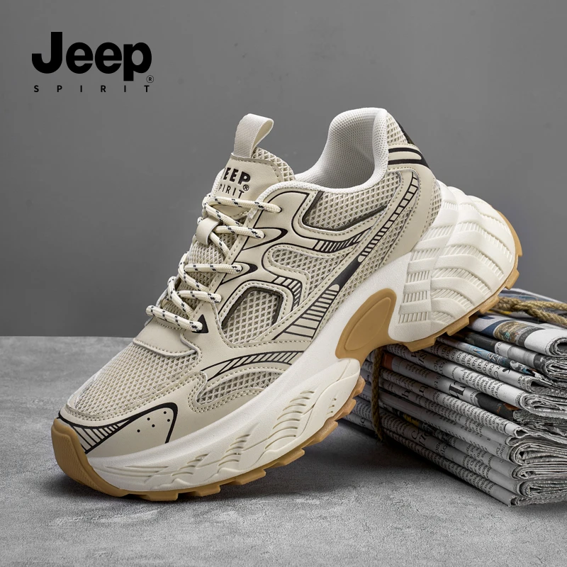 JEEPSPIRIT吉普男鞋秋季休闲鞋子男款运动跑步鞋网面透气老爹鞋