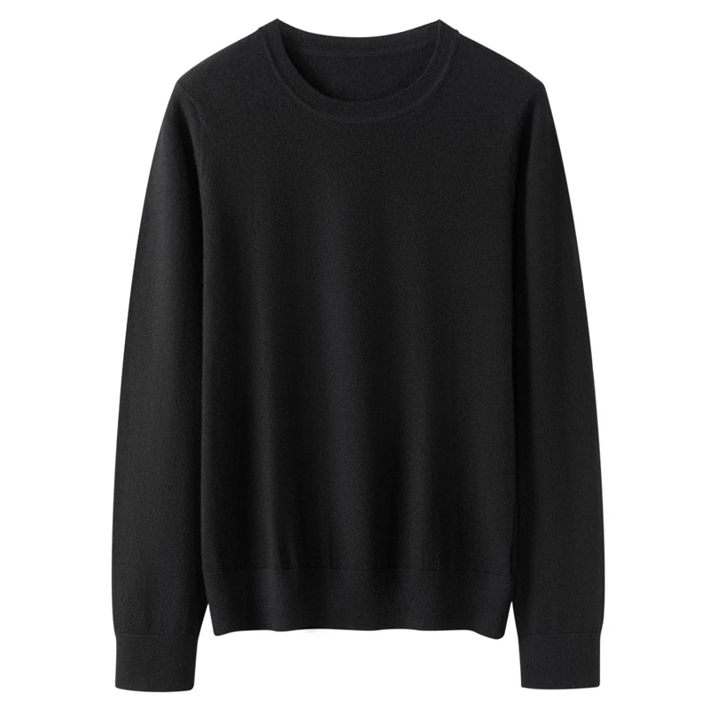 【上新特惠】女士精纺纯山羊绒18针平面圆领时尚针织长袖经典套头衫