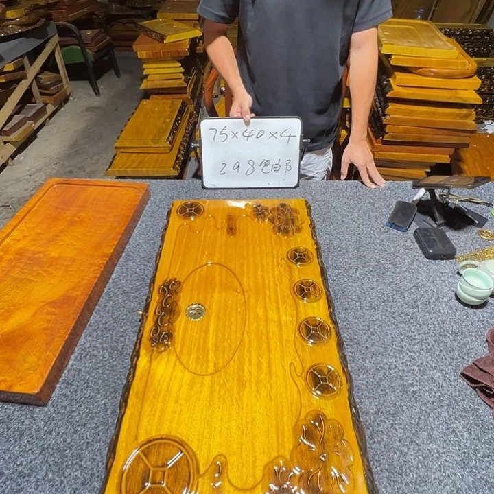 楠木实木家具根雕茶盘