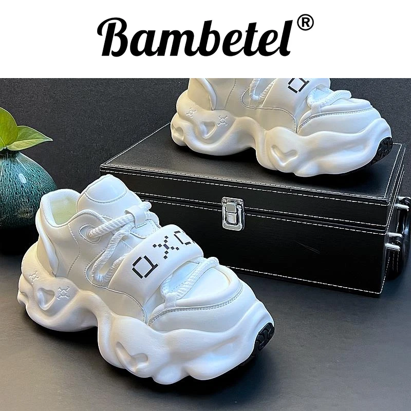 Bambetel白色休闲鞋男老爹鞋内增高厚底小白鞋韩版潮流男防滑保暖