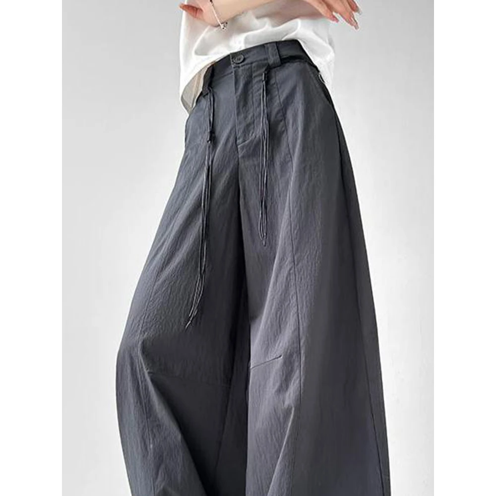 戈缕早秋新款韩系直筒裤度假风休闲裤女宽松垂感拖地百搭阔腿裤子