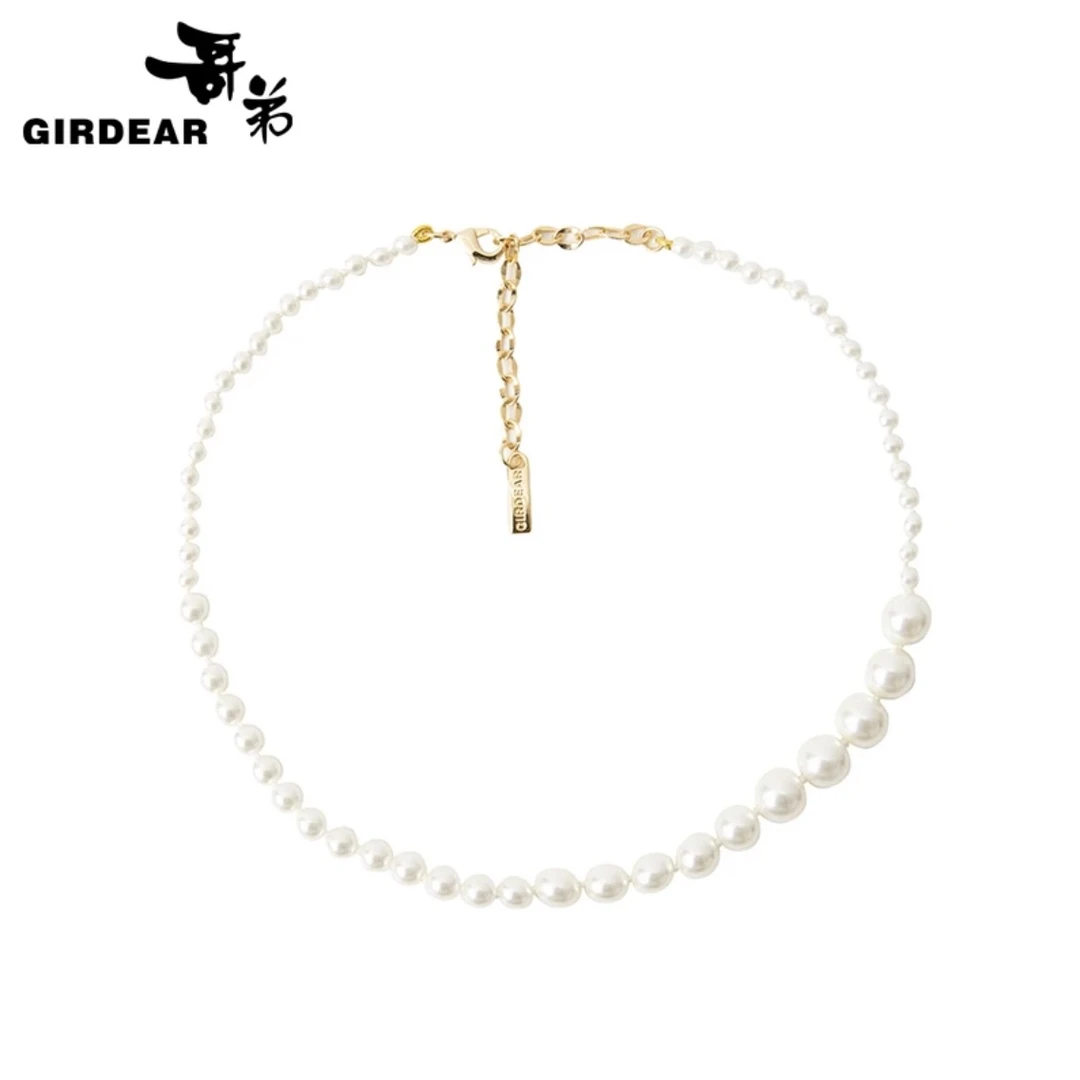 GIRDEAR/哥弟 合金玻璃项链 百搭气质白珠颈链穿搭配饰1900174-