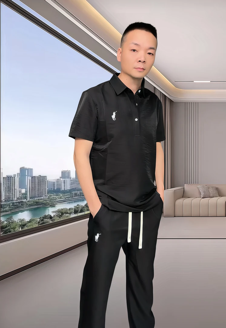 常规款男短袖欧美简约纽扣Polo衫针织薄款时尚速干polo衫男短袖