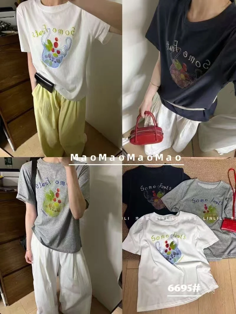 玲玲服饰【6695#】欧货水果篮子短袖T