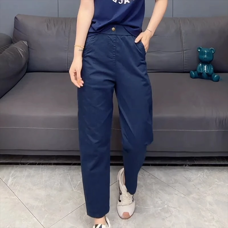 梨形身材休闲速干裤女夏季薄款胖MM大码女装显瘦哈伦老爹裤九分裤