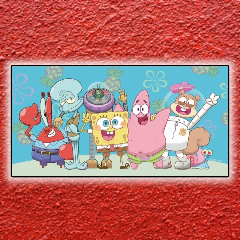 海绵宝宝动漫装饰画卧室客厅宿舍背景墙贴动漫高清墙面PVC30*60