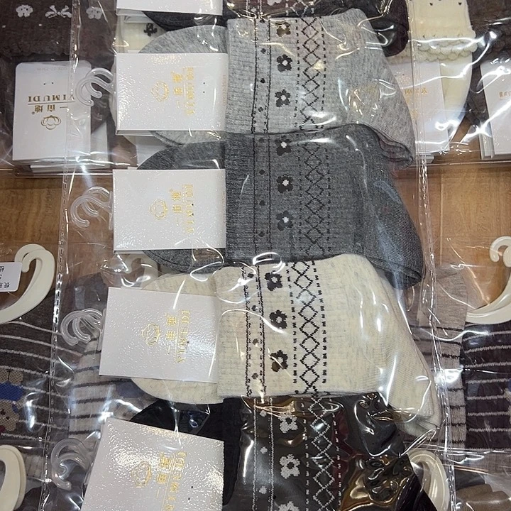 女棉袜灰色小花10双