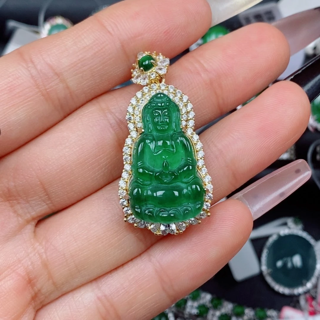 翡翠手链银S925镶嵌吊坠