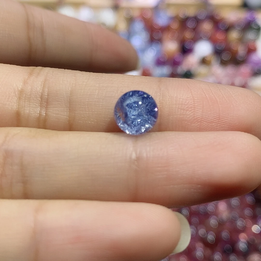帆***酱未镶嵌珠宝半成品水晶蓝发晶单珠