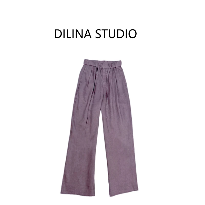 (100)亚麻不透2025春夏新款慵懒风阔腿防晒透气亚麻休闲裤