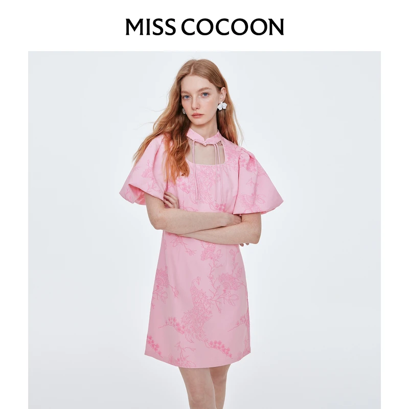 MISSCOCOON夏孔雀镂空改良旗袍连衣裙0069