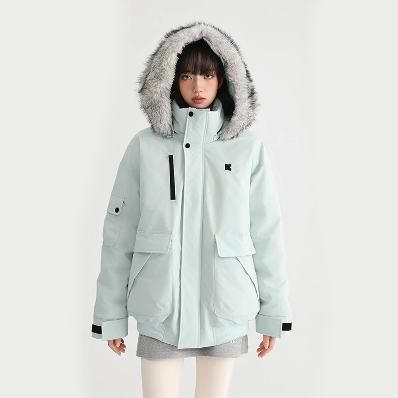 King Prince短款工装派克服绒服纯色潮牌加厚外套宽松冬季