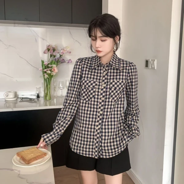 秋冬上新~时尚经典格子设计款加绒衬衫 S8020