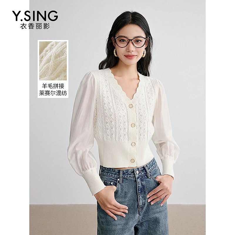 6742【女乔严选】衣香丽影新款衬衫蕾丝雪纺衫YSY51402106