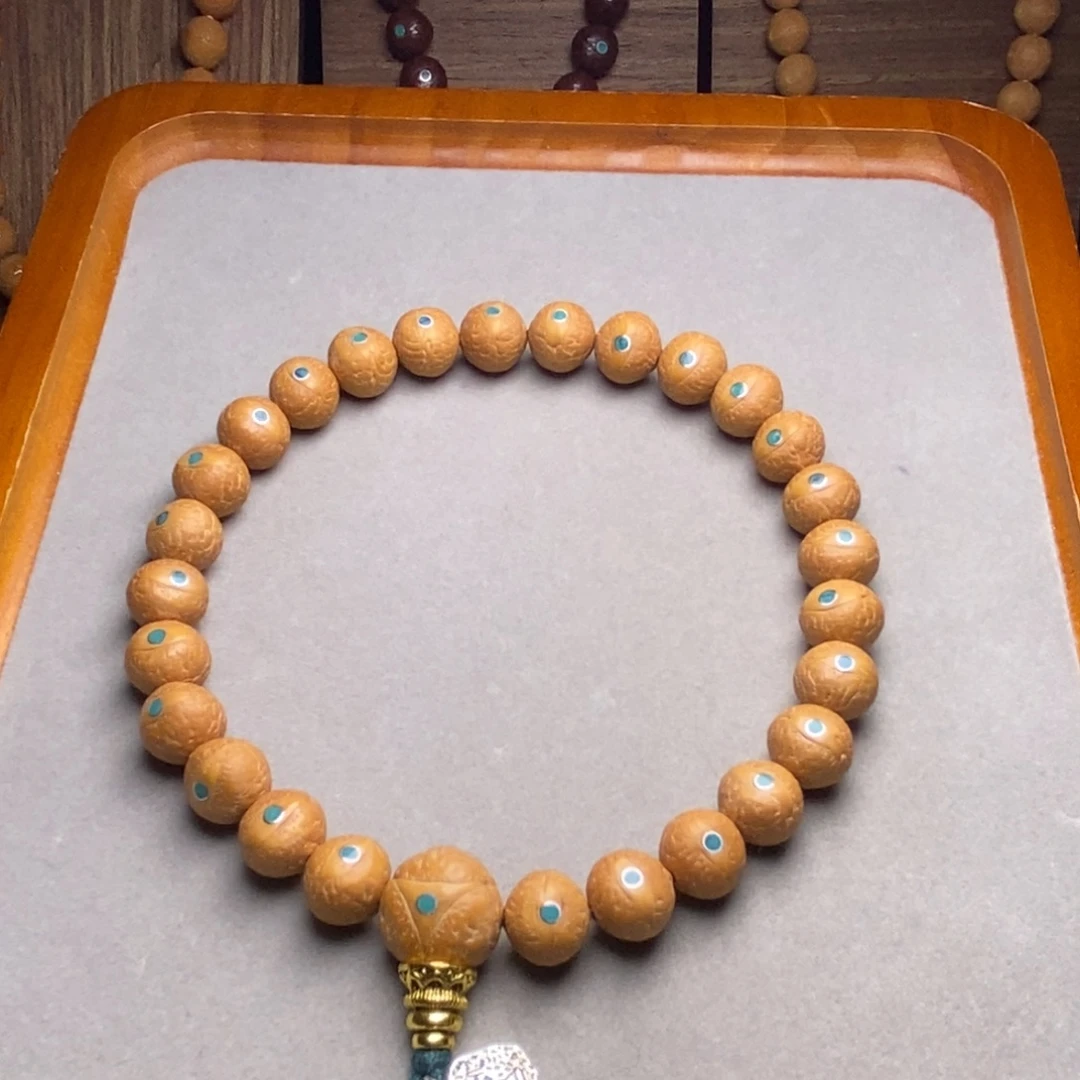 手串凤眼菩提12镶嵌松