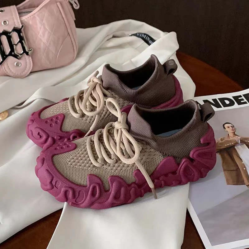 2025新款老爹鞋女春季网面袜子鞋踩死感软底百搭休闲女鞋