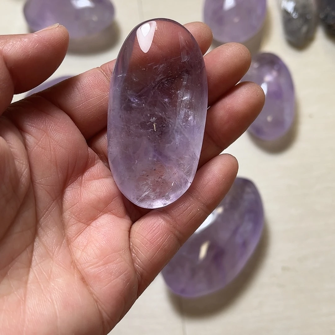 天然水晶手把件未镶嵌紫晶喜****喜